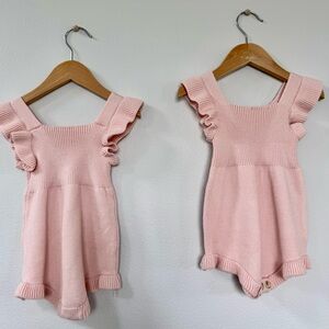 New! Bundle! Baby Girls pink Ruffle Sleeve Romper size 3-6 months.